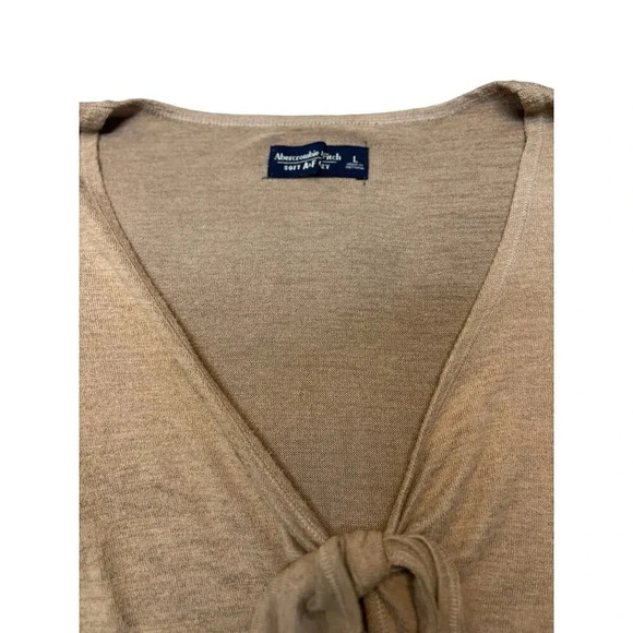Abercrombie & Fitch Women's Front Tie Cropped Sweater Brown Size Large - Picture 4 of 6